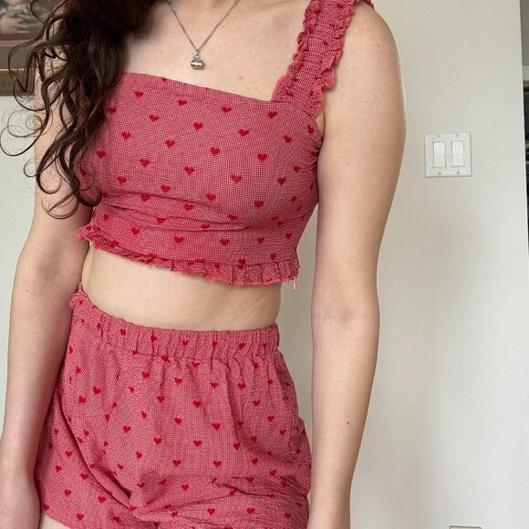 Cider Red Heart Print Matching Set - Picture 1 of 7